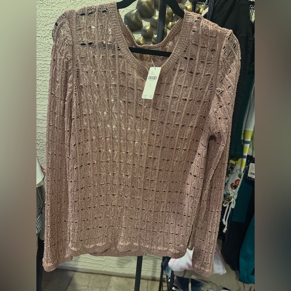 NWT Pilcro by Anthropologie Long-Sleeve Open-Stitch Netting Jumper - Picture 2 of 3